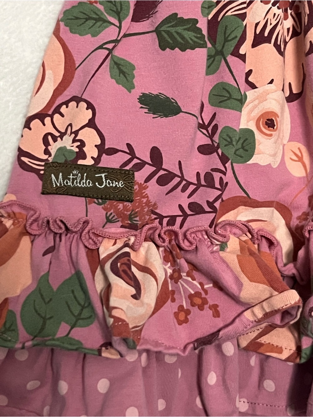 Matilda Jane Just Imagine Odette Dress 12-18M Pink Floral Ruffle Twirl Cottage - Picture 5 of 6